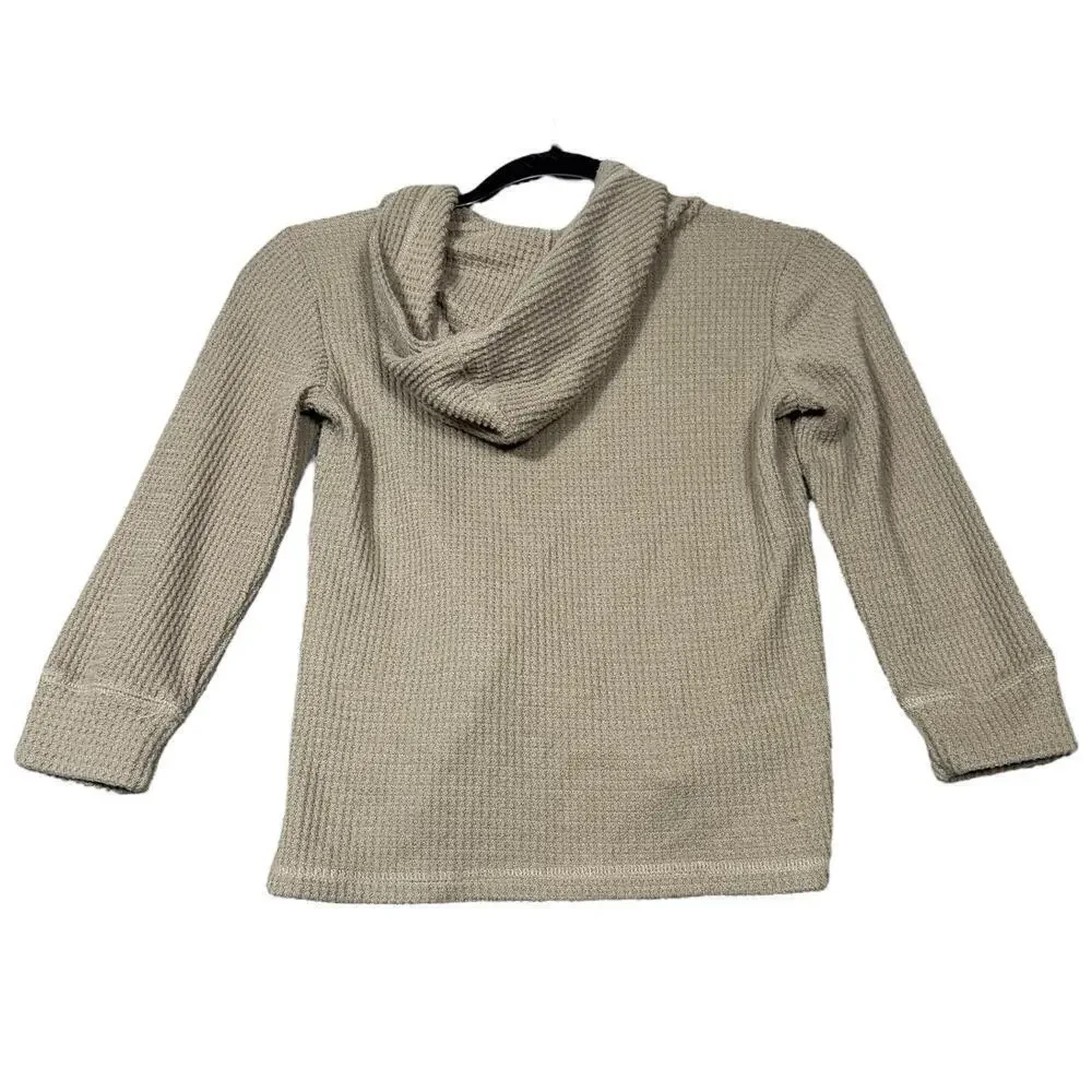 Abercrombie Kids Tan Waffle Knit Hoodie Sweatshirt Size 5/6 Relaxed Fit